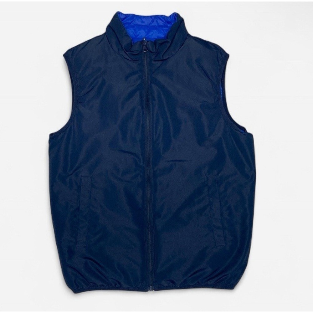 Y2K reversible puffer navy and royal blue vest